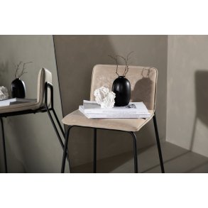 Bugg - 2 Barstole i metal og sæde i beige microfiber
