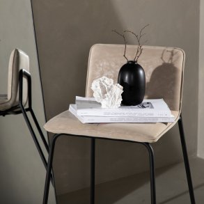 Bugg - 2 Barstole i metal og sæde i beige microfiber