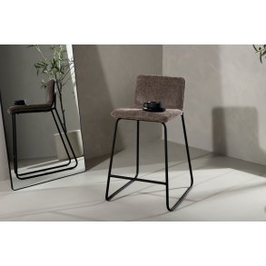Bugg - 2 Barstole i metal og sæde i mørkegrå microfiber