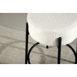 Lerwick- Barstol i metal og hvid boucle, hjde 60 cm.