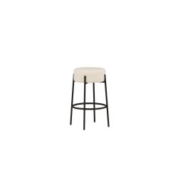 Lerwick- Barstol i metal og hvid boucle, hjde 70 cm.