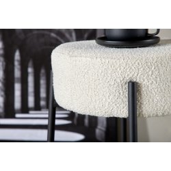 Lerwick- Barstol i metal og hvid boucle, hjde 70 cm.