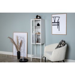 Zentra - Vitrineskab i hvidt metal, 40,5 x 150 cm.