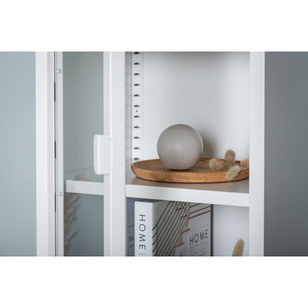 Zentra - Vitrineskab i hvidt metal, 40,5 x 150 cm.