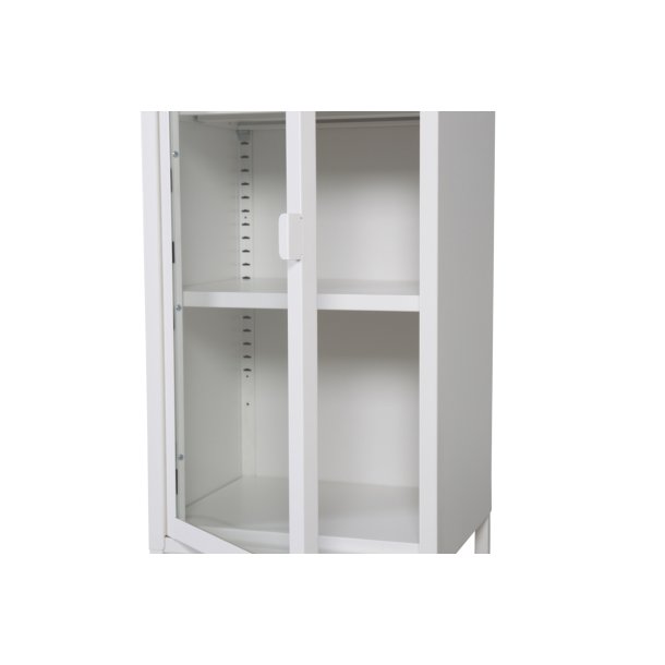 Zentra - Vitrineskab i hvidt metal, 40,5 x 150 cm.