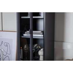 Zentra - Vitrineskab i gr metal, 40,5 x 150 cm.