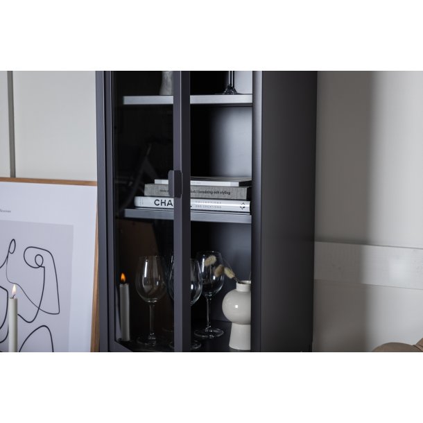 Zentra - Vitrineskab i gr metal, 40,5 x 150 cm.