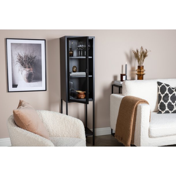 Zentra - Vitrineskab i sort metal, 40,5 x 150 cm.