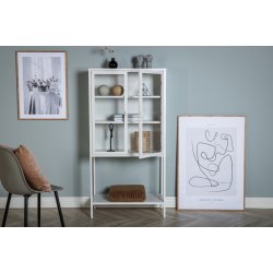 Zentra - Vitrineskab i hvidt metal, 75 x 150 cm.