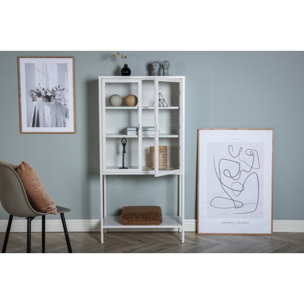 Zentra - Vitrineskab i hvidt metal, 75 x 150 cm.