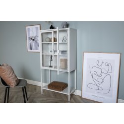 Zentra - Vitrineskab i hvidt metal, 75 x 150 cm.