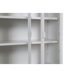 Zentra - Vitrineskab i hvidt metal, 75 x 150 cm.