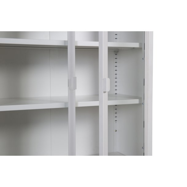 Zentra - Vitrineskab i hvidt metal, 75 x 150 cm.