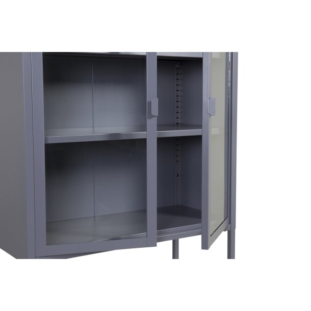 Zentra - Vitrineskab i gr metal, 75 x 150 cm.