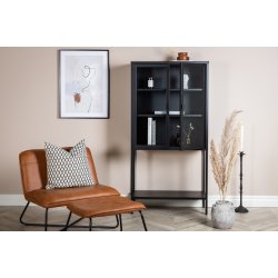 Zentra - Vitrineskab i sort metal, 75 x 150 cm.