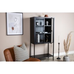 Zentra - Vitrineskab i sort metal, 75 x 150 cm.