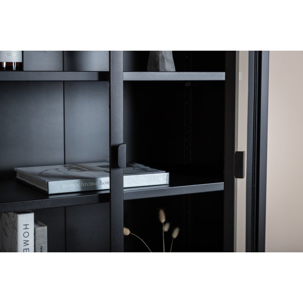 Zentra - Vitrineskab i sort metal, 75 x 150 cm.