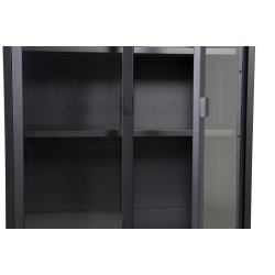 Zentra - Vitrineskab i sort metal, 75 x 150 cm.