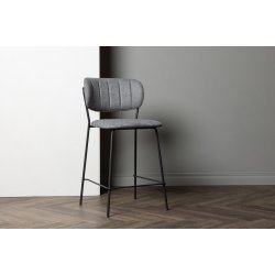 Graham - 2 Barstole i grt stof og metal
