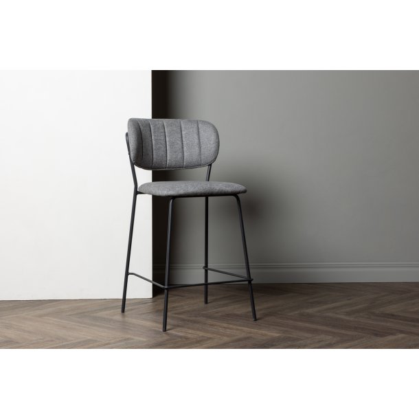 Graham - 2 Barstole i grt stof og metal