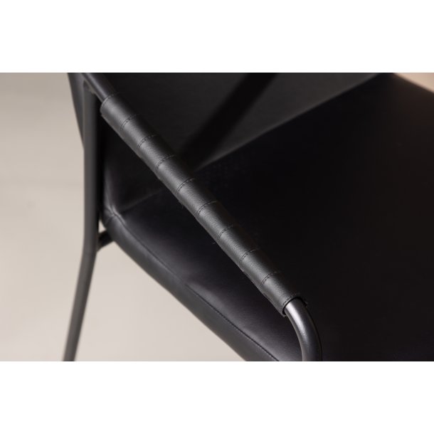 Rocky - 2 Barstole i sort kunstlder og metal