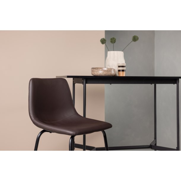 Dolph - 2 Barstole i brun kunstlder og metal