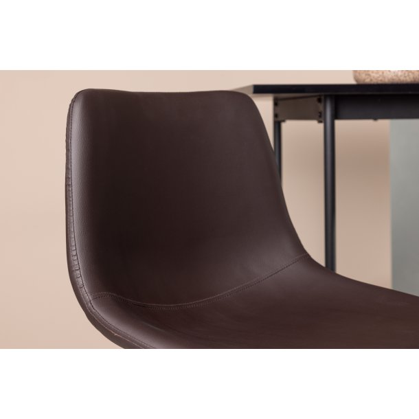 Dolph - 2 Barstole i brun kunstlder og metal