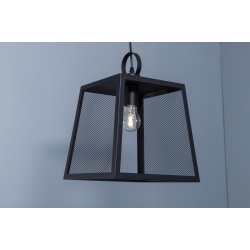 Shaw - Pendel i sort metal med trdgitter