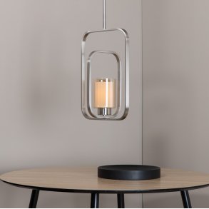 Laurie - Loftlampe i st�l med glaskuppel og dobbelt stel