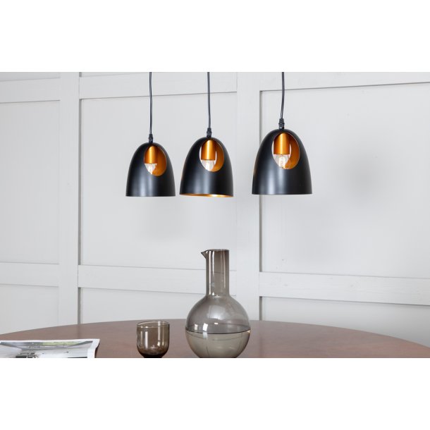 Scarlet - Loftlampe med en farvekombination af sort og kobber, tre skrme