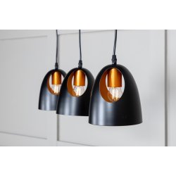 Scarlet - Loftlampe med en farvekombination af sort og kobber, tre skrme
