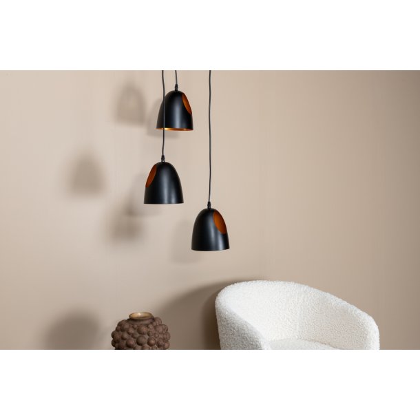 Scarlet - Hjrnelampe med en farvekombination af sort og kobber, tre skrme