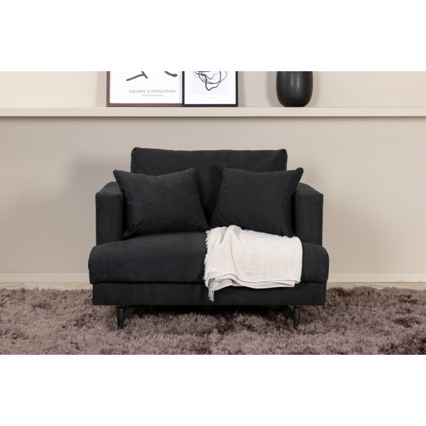 Warden - Lnestol i sort polyester stof