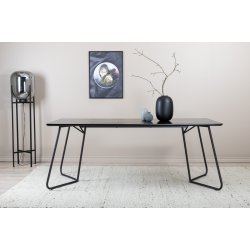 Pontius - Spisebord i sort egefiner og sort understel, rektangulr 90 x 190 cm