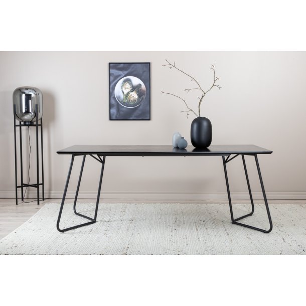 Pontius - Spisebord i sort egefiner og sort understel, rektangulr 90 x 190 cm