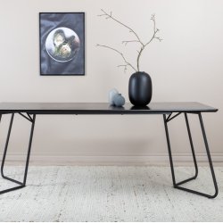 Pontius - Spisebord i sort egefiner og sort understel, rektangulr 90 x 190 cm