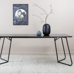 Pontius - Spisebord i sort egefiner og sort understel, rektangulr 90 x 190 cm