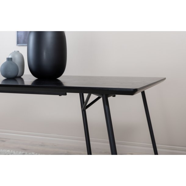 Pontius - Spisebord i sort egefiner og sort understel, rektangulr 90 x 190 cm