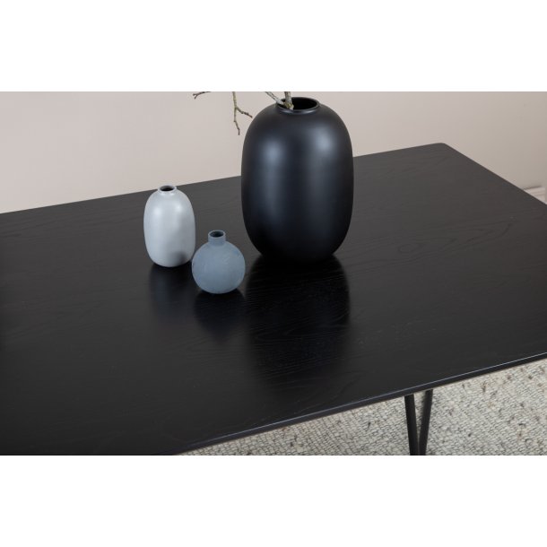 Pontius - Spisebord i sort egefiner og sort understel, rektangulr 90 x 190 cm