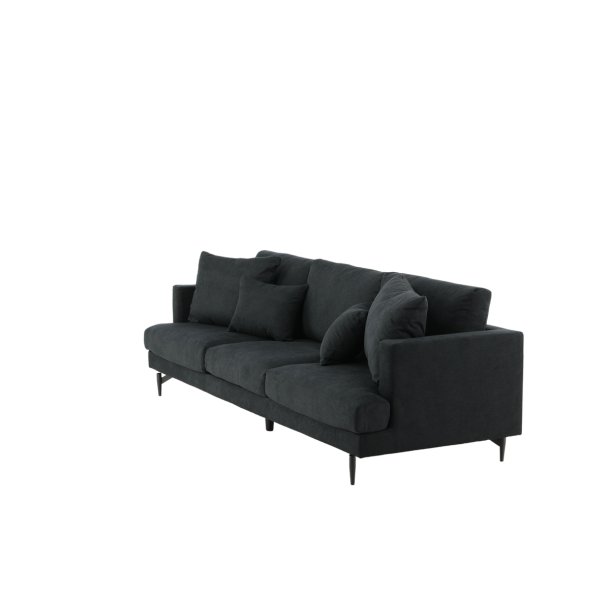 Warden - Sofa 3-personers i sort polyester stof
