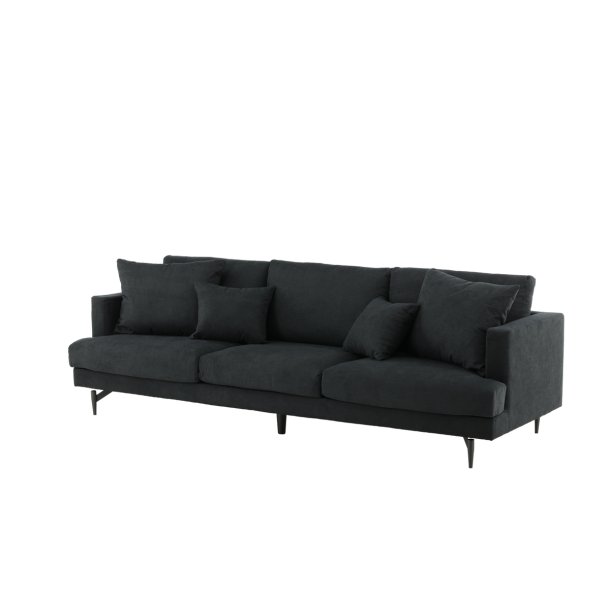 Warden - Sofa 3-personers i sort polyester stof