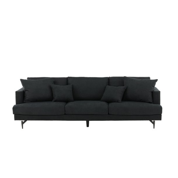 Warden - Sofa 3-personers i sort polyester stof