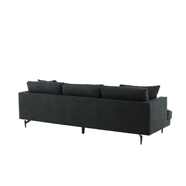 Warden - Sofa 3-personers i sort polyester stof