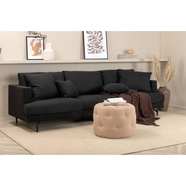 Warden - Sofa 3-personers i sort polyester stof