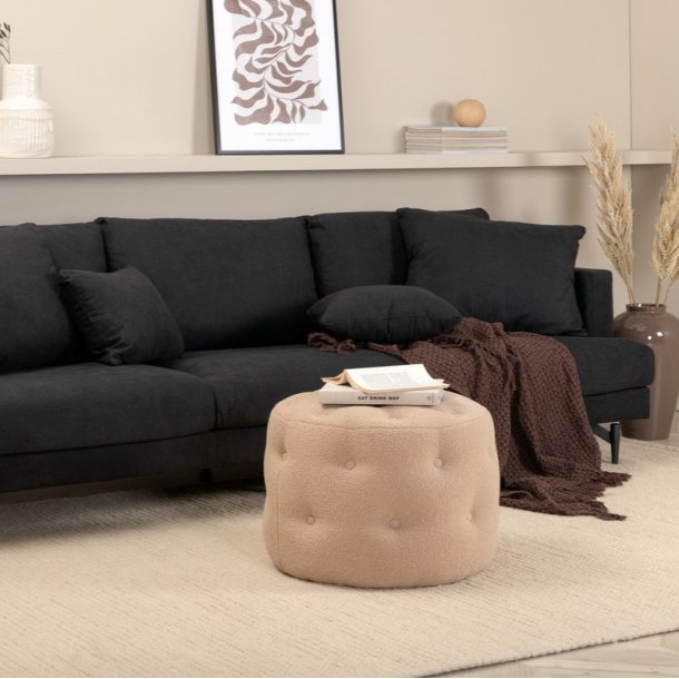 Warden - Sofa 3-personers i sort polyester stof