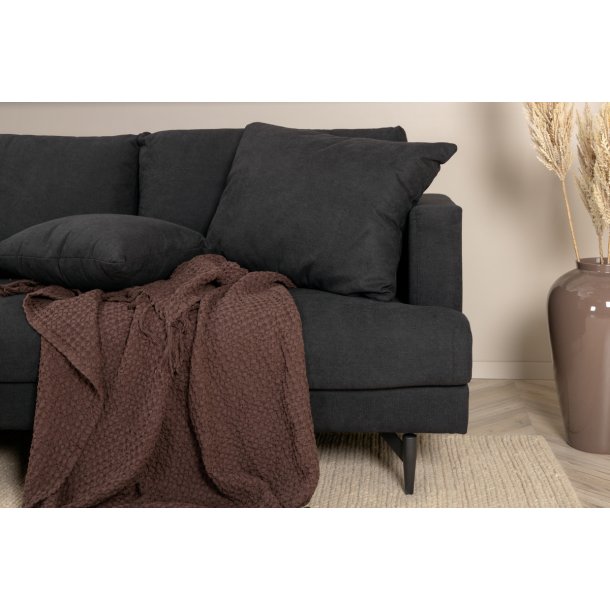 Warden - Sofa 3-personers i sort polyester stof