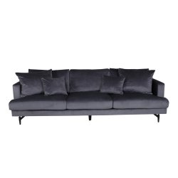 Warden - Sofa 3-personers i mrkegr polyester fljl