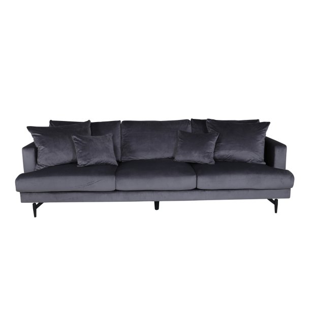 Warden - Sofa 3-personers i mrkegr polyester fljl