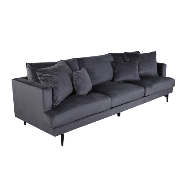 Warden - Sofa 3-personers i mrkegr polyester fljl