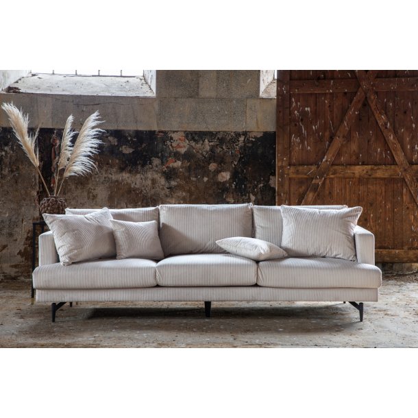 Warden - Sofa 3-personers i beige polyester fljl